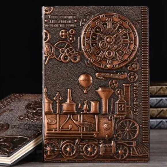 Vintage Copper Train 3D Diary Notebook - Picture 1 of 7
